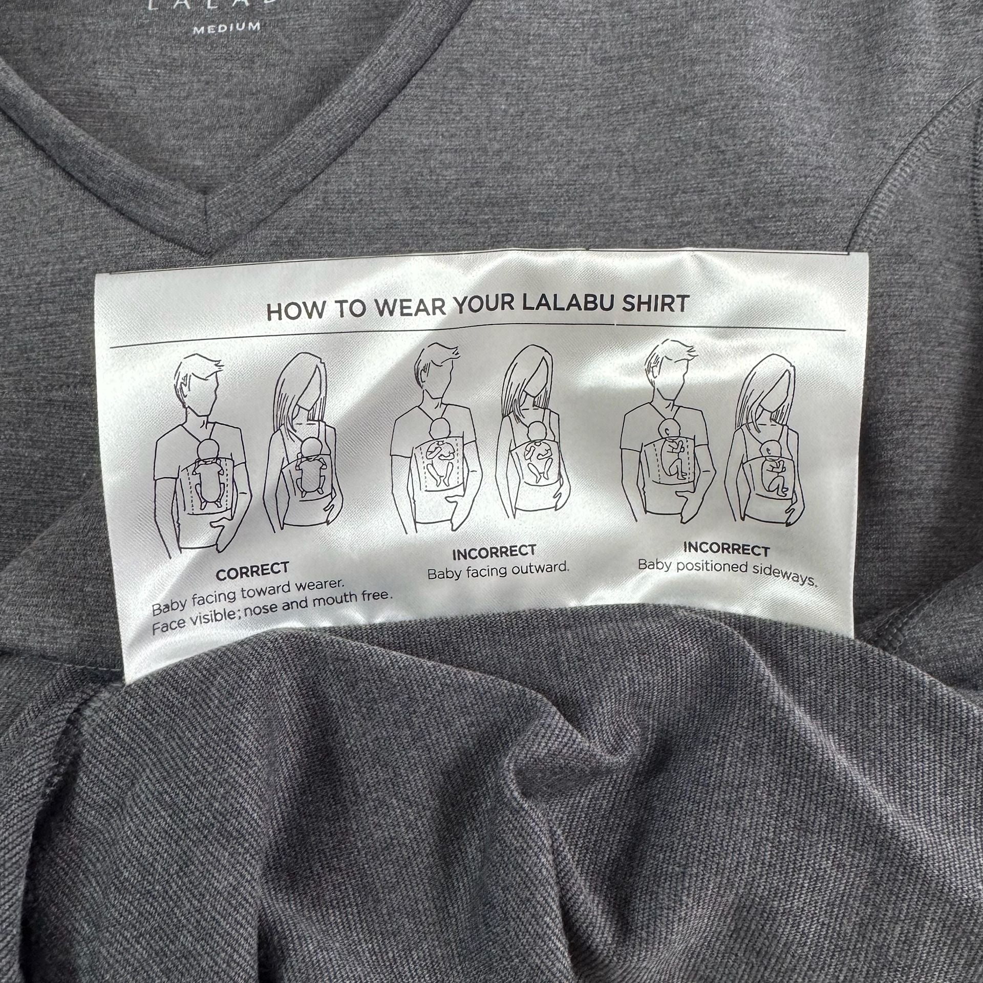 Lalabu Babywearing Dad Shirt Medium Grey Short Sleeve mens m 7
