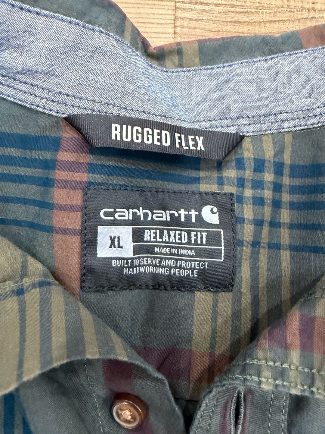 Carhartt Rugged Flex Relaxed Fit Plaid Shirt Size XL Green Long Sleeve 5