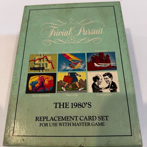 Parker Brothers Trivial Pursuit The 1980's Replacement Card Set No. 6019