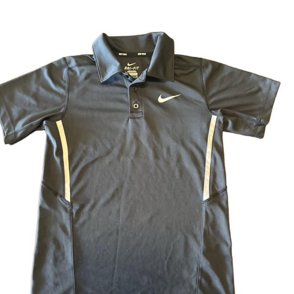 Nike Tennis Dri-Fit Polo Shirt Size M Black Activewear youth h1576
