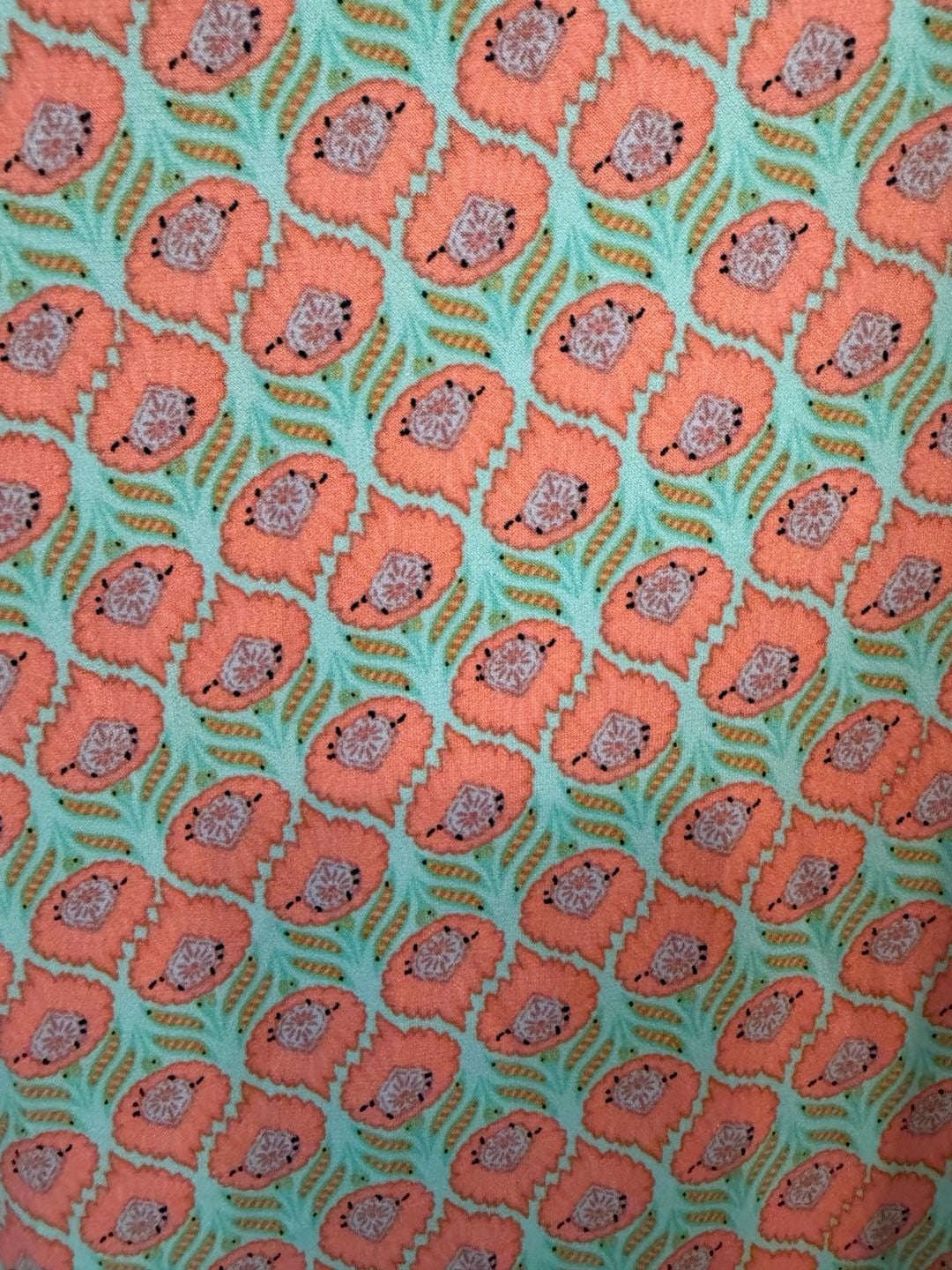 NWT Lularoe Azure Skirt Size L Coral Blue Floral A-Line 5