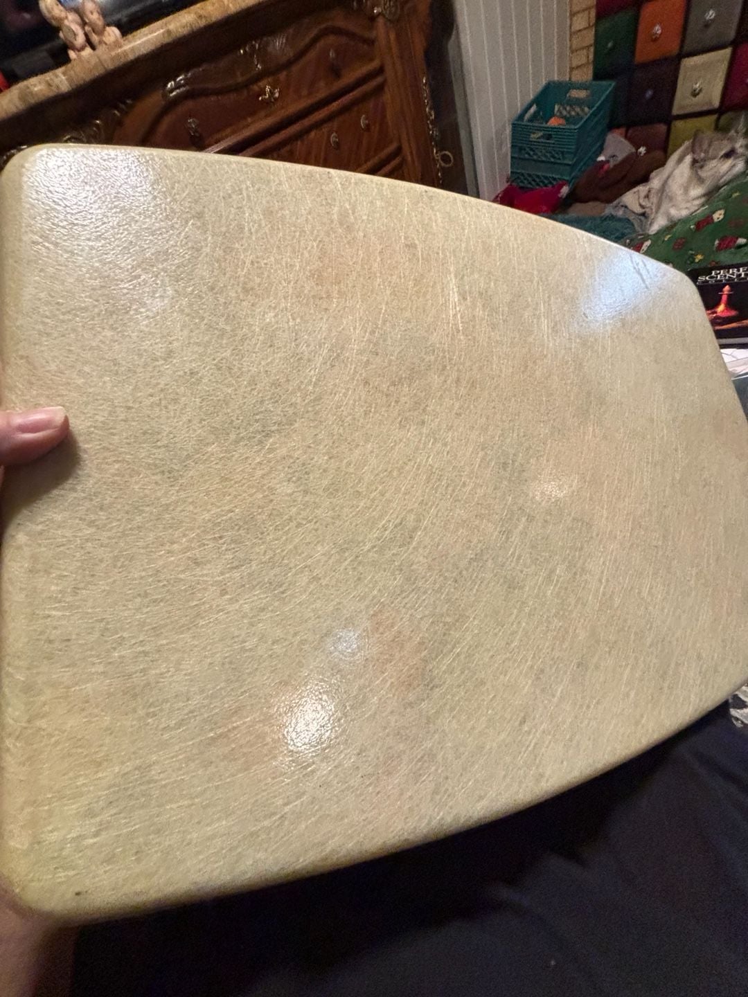 Vintage Mid Century Modern Fiberglass Serving Tray Fruit Pattern Green Orange 6