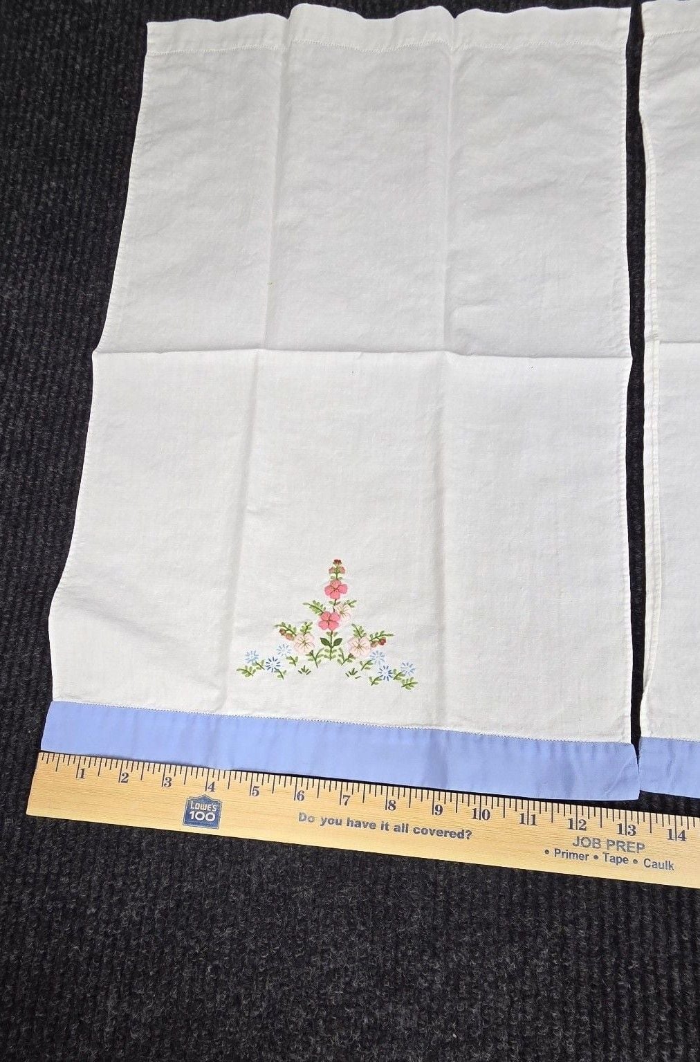 Vintage Hand Embroidered Floral Guest Towels Set Of 2 Blue White 5