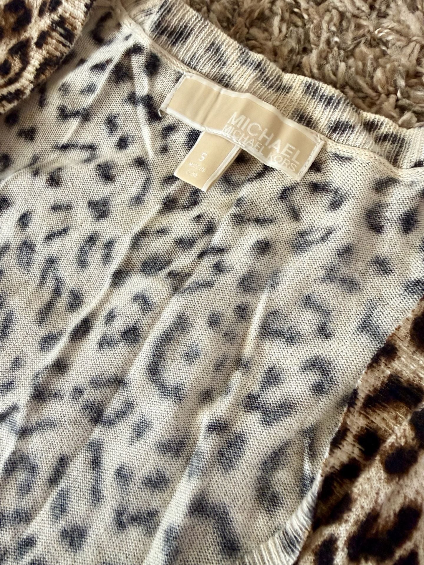 MICHAEL Michael Kors Cardigan Size S Cheetah Leopard Print Gold Zip Pockets 4