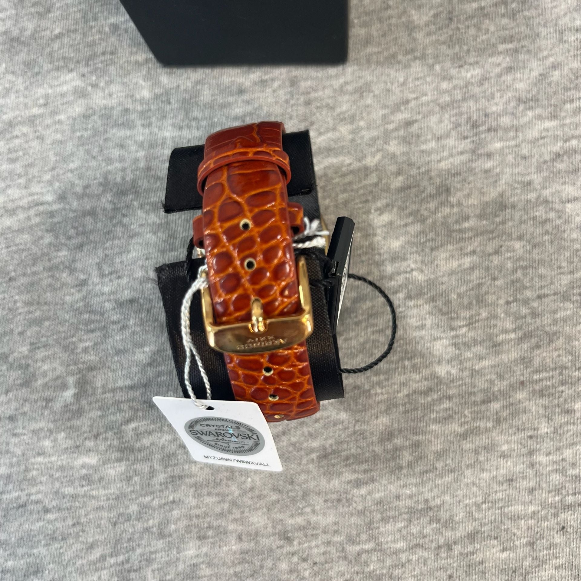 NIB Akribos XXIV AK883BR Quartz Swarovski Crystal Brown Leather Watch 3