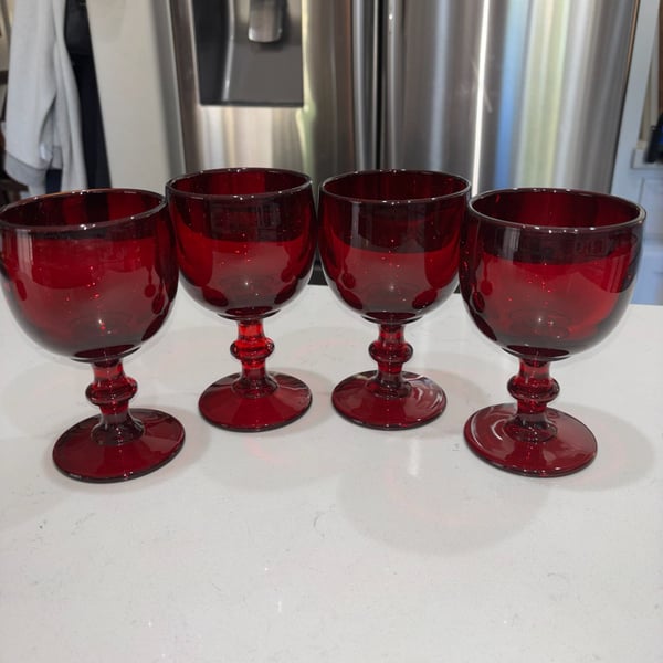 Imperial Glass Hoffman House Ruby Red Water Goblet Set Of 4