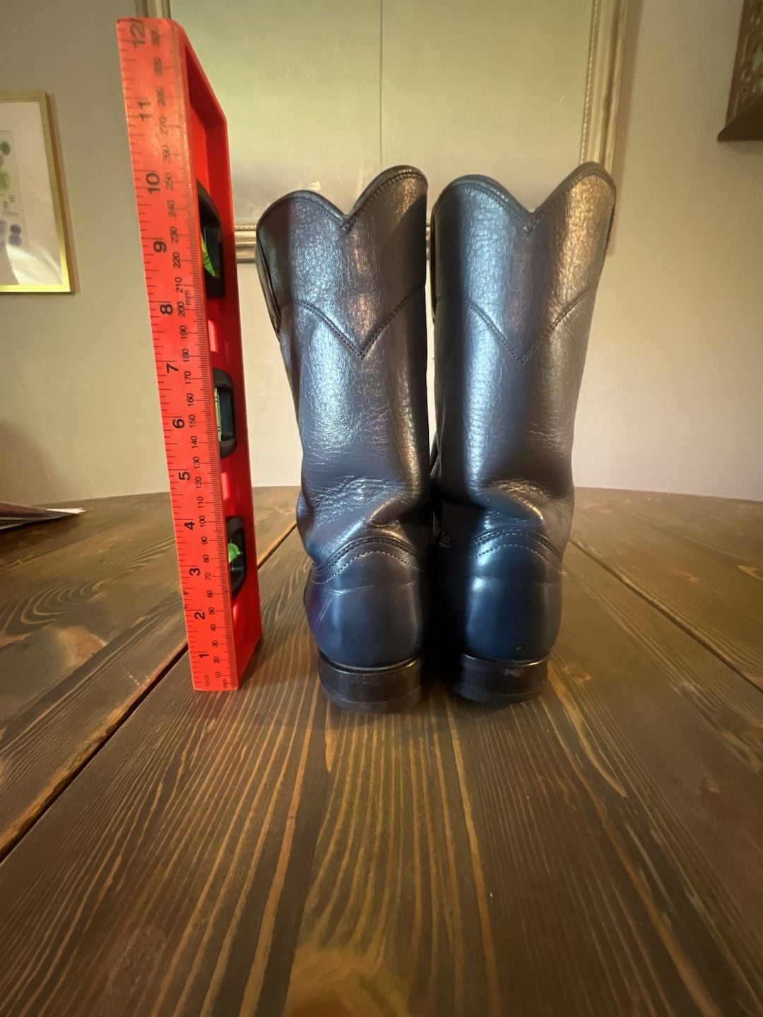 Justin Roper Cowboy Boots Size 6 B Gun Metal Blue Leather Western 3