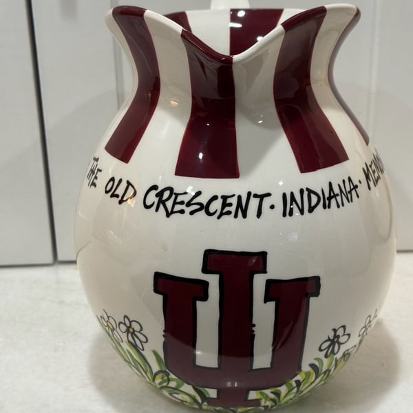 Indiana University Hoosiers Ceramic Pitcher Striped Go Hoosiers