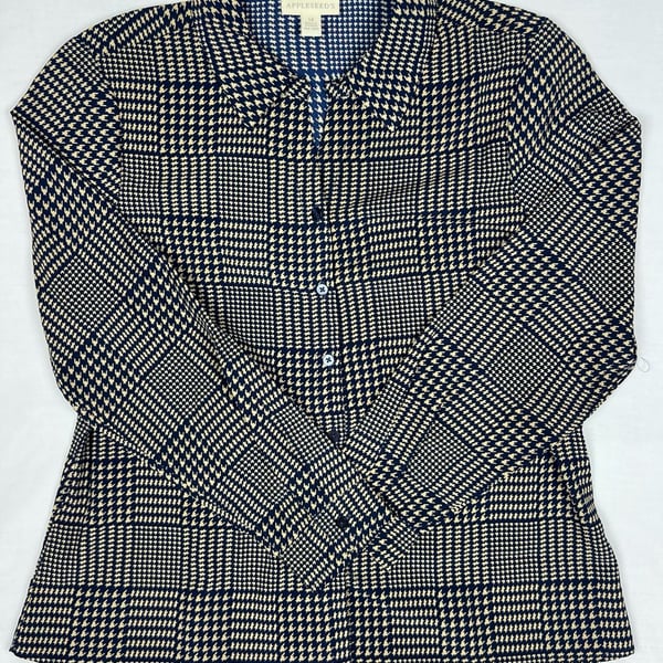 Appleseed's Houndstooth Button-Down Blouse Size 14