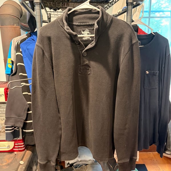 Express Henley Mock Neck Sweater Size M Black Long Sleeve Pullover