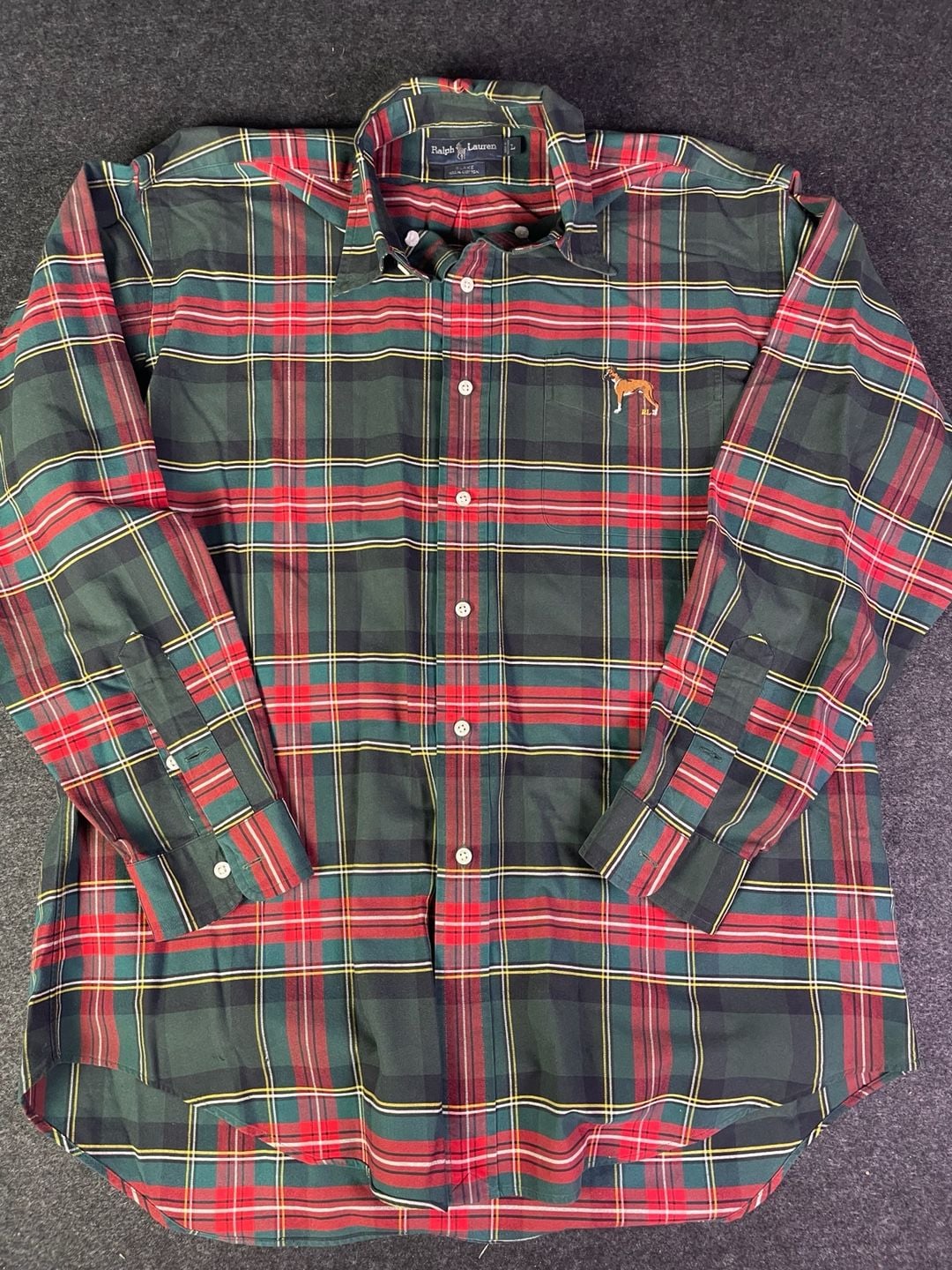 Ralph Lauren Blake Plaid Button Down Shirt Size L Dog Logo 2