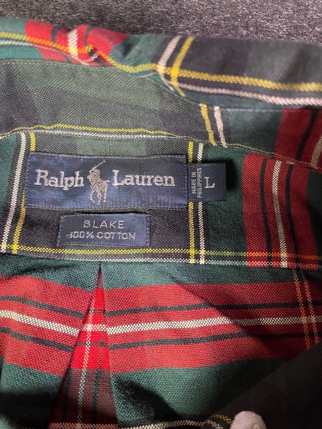Ralph Lauren Blake Plaid Button Down Shirt Size L Dog Logo 3
