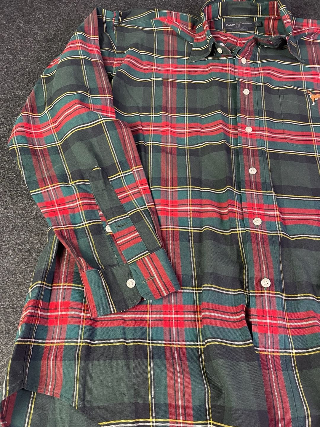 Ralph Lauren Blake Plaid Button Down Shirt Size L Dog Logo 7