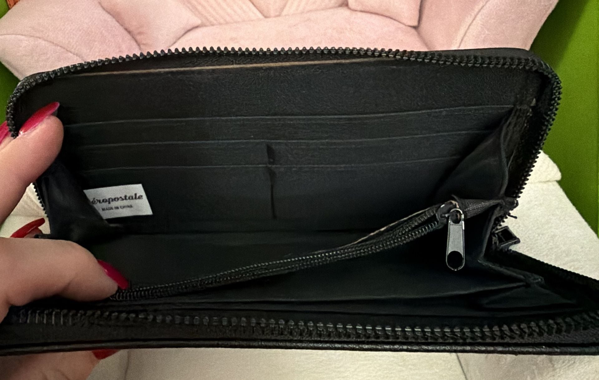 Aeropostale Zip Around Wallet Black Logo 1987 3