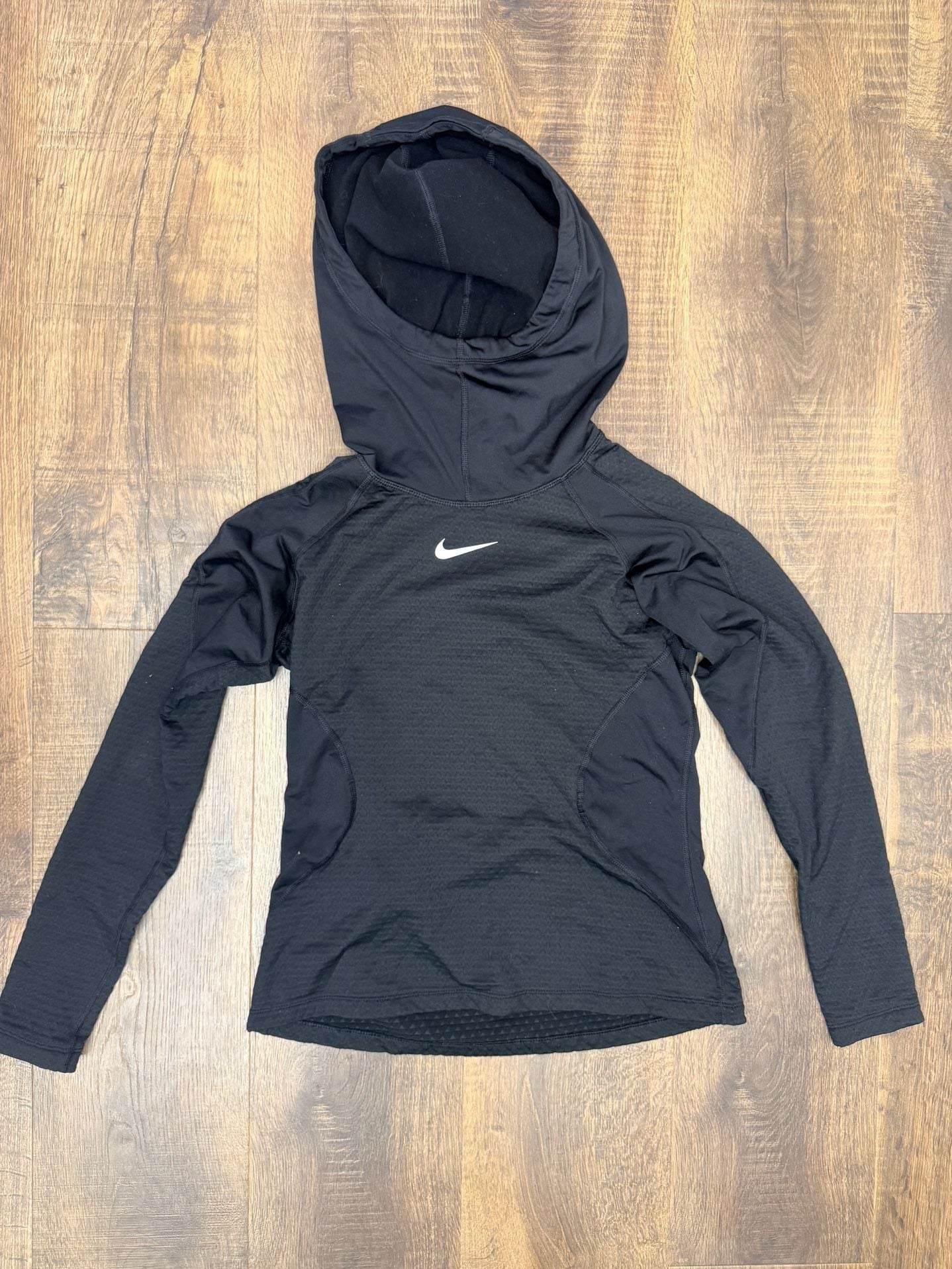 Nike Pro Hyperwarm Long Sleeve Hooded Running Top Size S Black 2