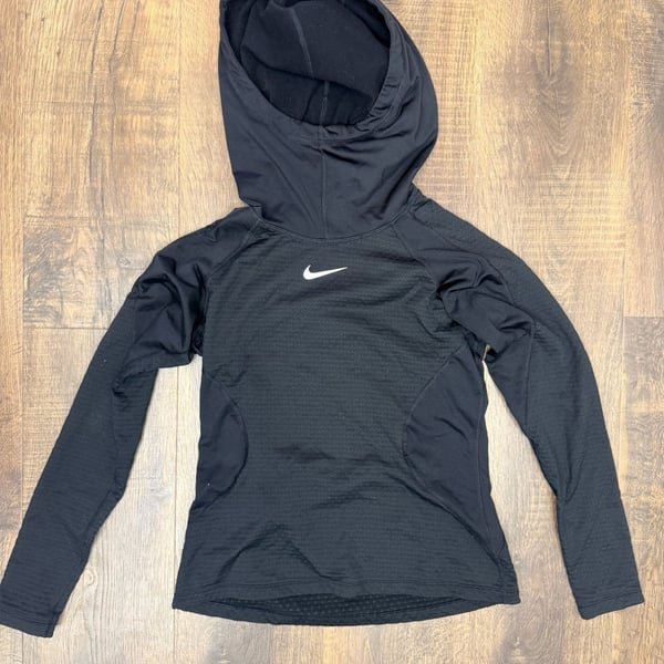Nike Pro Hyperwarm Long Sleeve Hooded Running Top Size S Black
