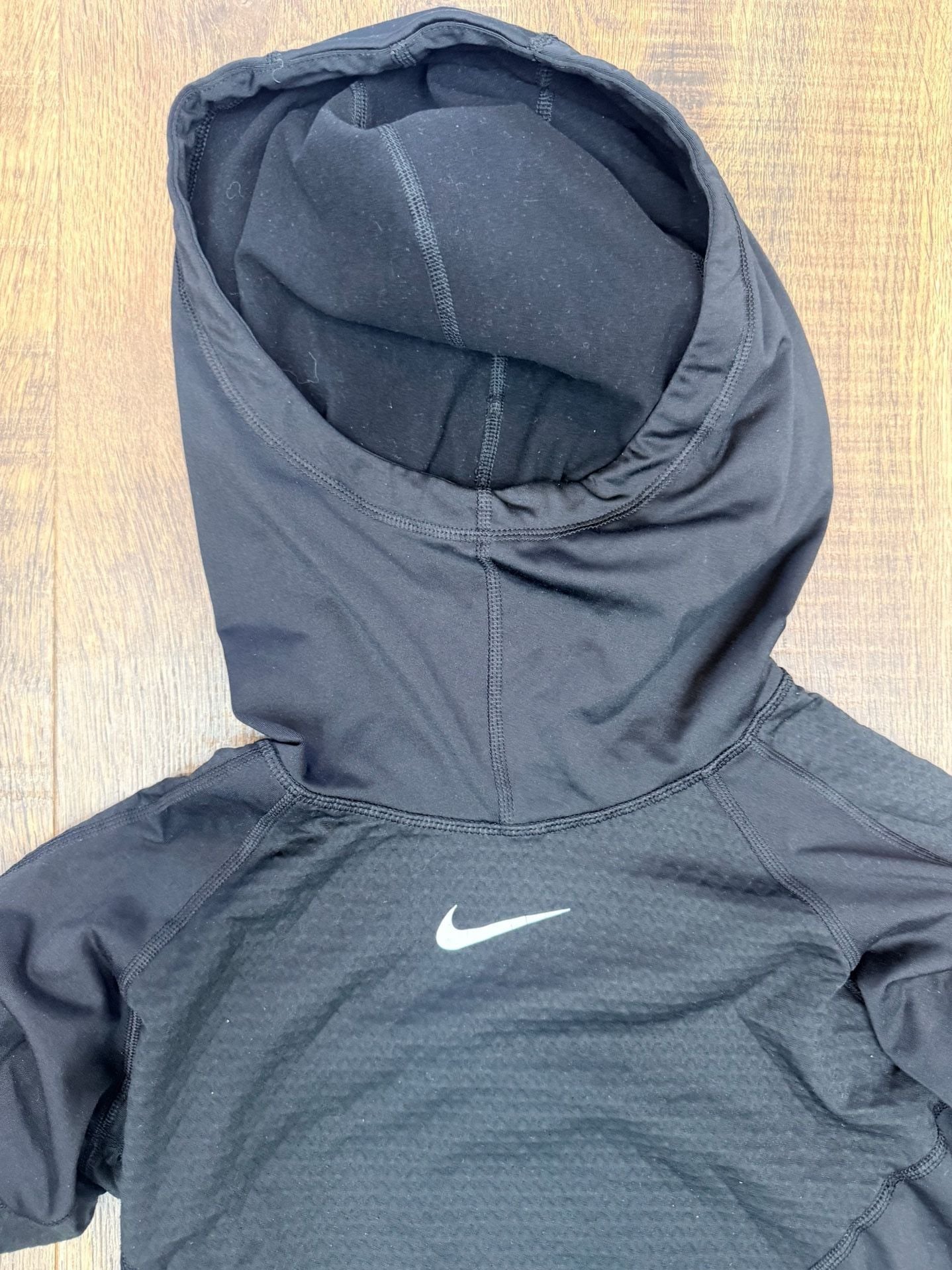 Nike Pro Hyperwarm Long Sleeve Hooded Running Top Size S Black 3