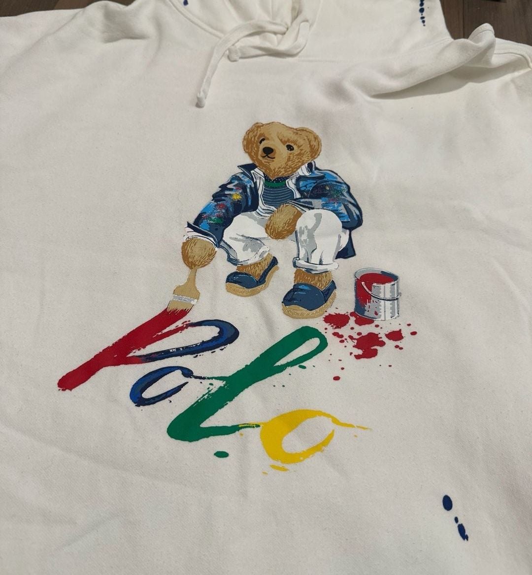 Polo Ralph Lauren Bear Paint Splatter Hoodie Size 4XLT 8