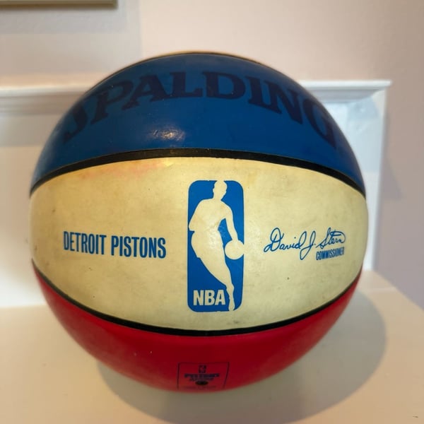 Vintage Spalding Detroit Pistons Basketball Full Size Red/White/Blue-David Stern