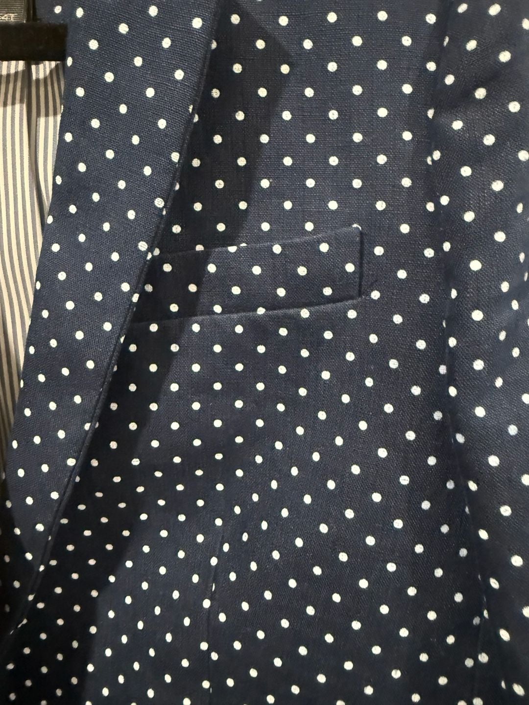 J.Crew Regent Blazer Women’s 4 Tall Navy White Polka Dot 100% Linen 9