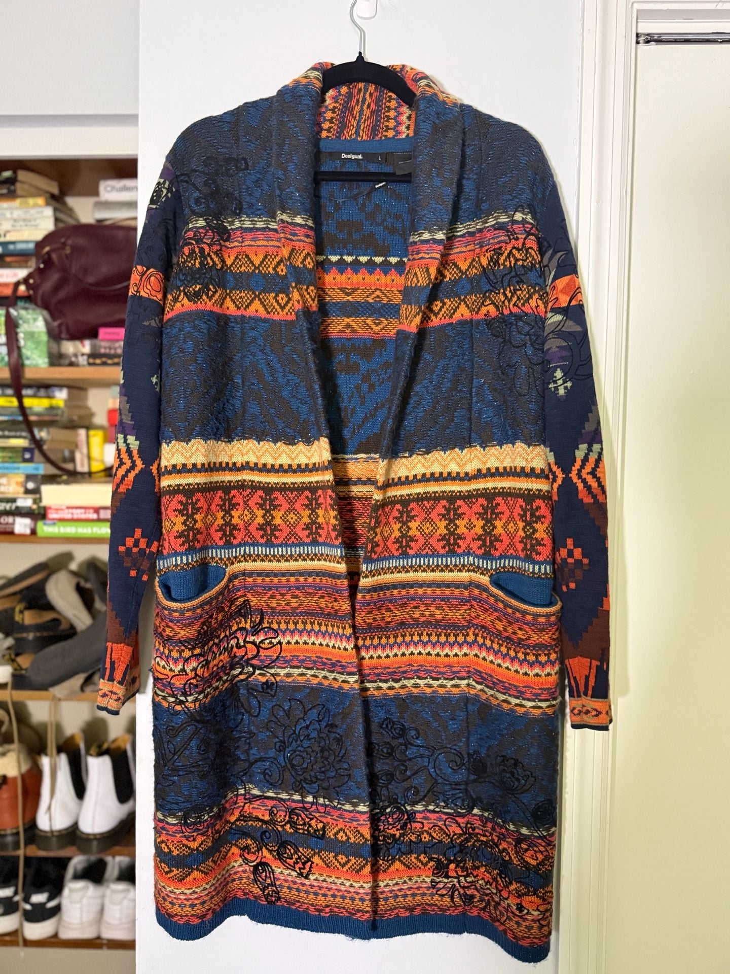 Desigual Cardigan Size L Multi Color Knit Coat 2