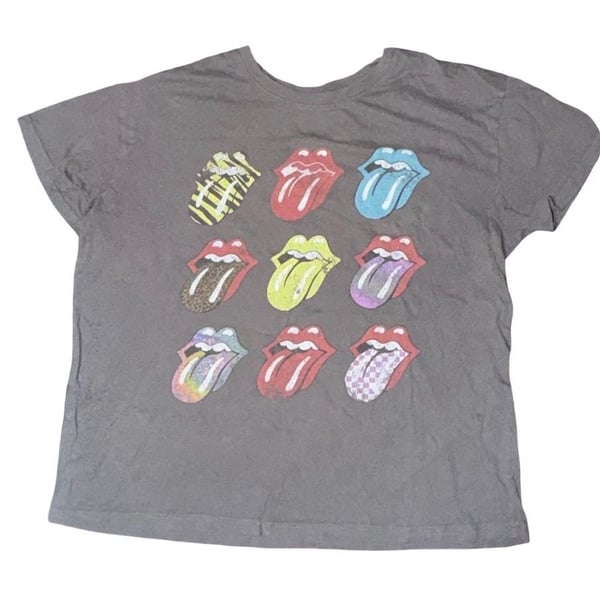The Rolling Stones Women’s Large Gray Tongue Logo Graphic Band 