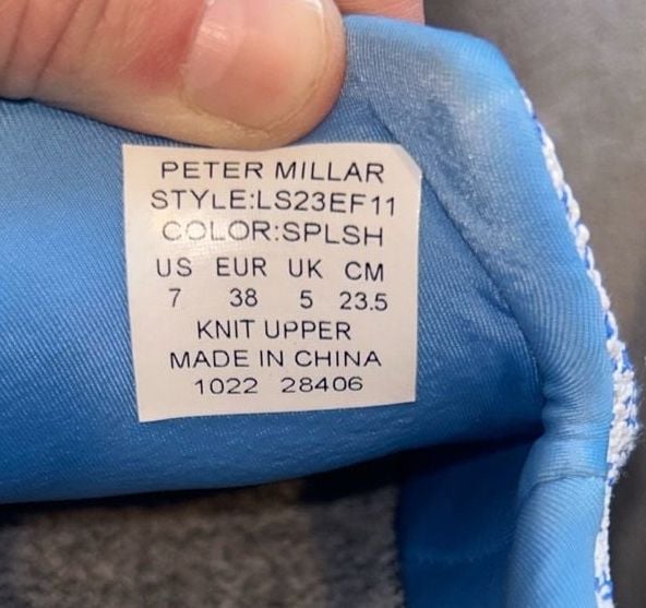 Womans Peter Millar Hyperlight Apollo Knit Sneakers Blue White size 7 8