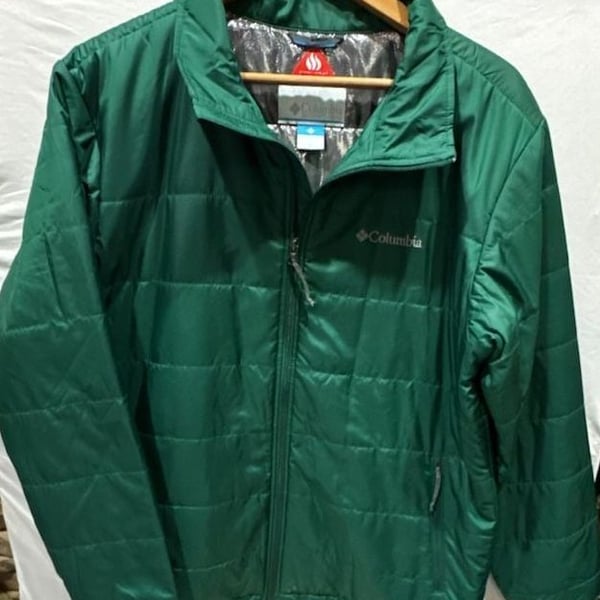 Columbia Omni-Heat Puffer Jacket Size L Green Quilted Full Zip
E899