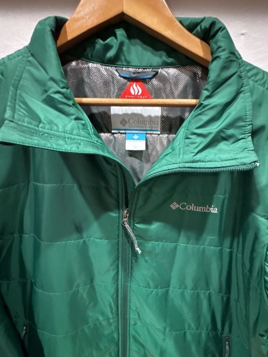 Columbia Omni-Heat Puffer Jacket Size L Green Quilted Full Zip
E899 3