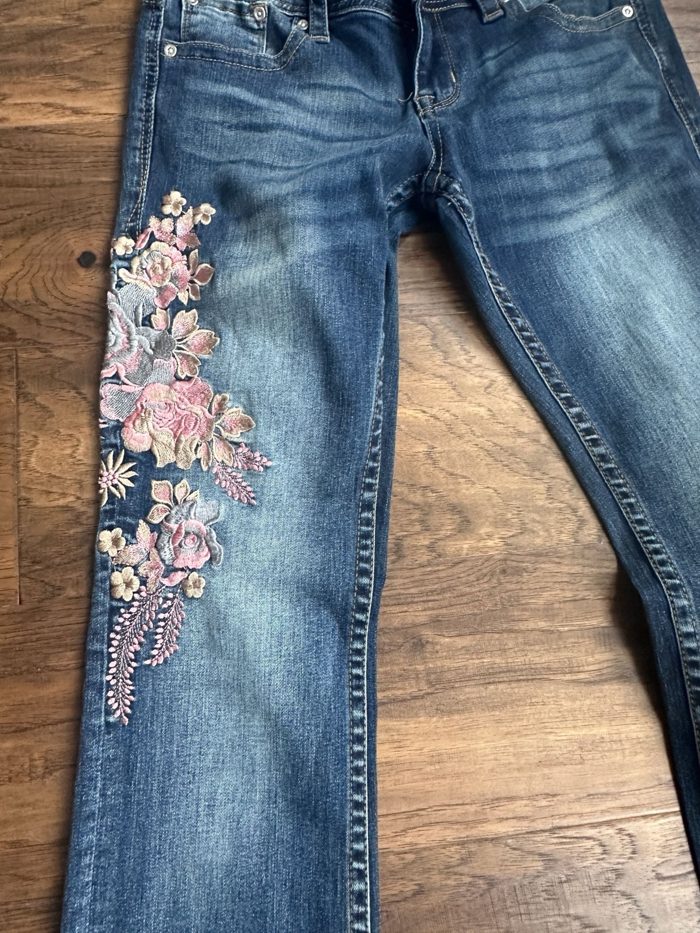 Grace In LA Boot Cut Jeans Size 27 Floral Embroidery 5