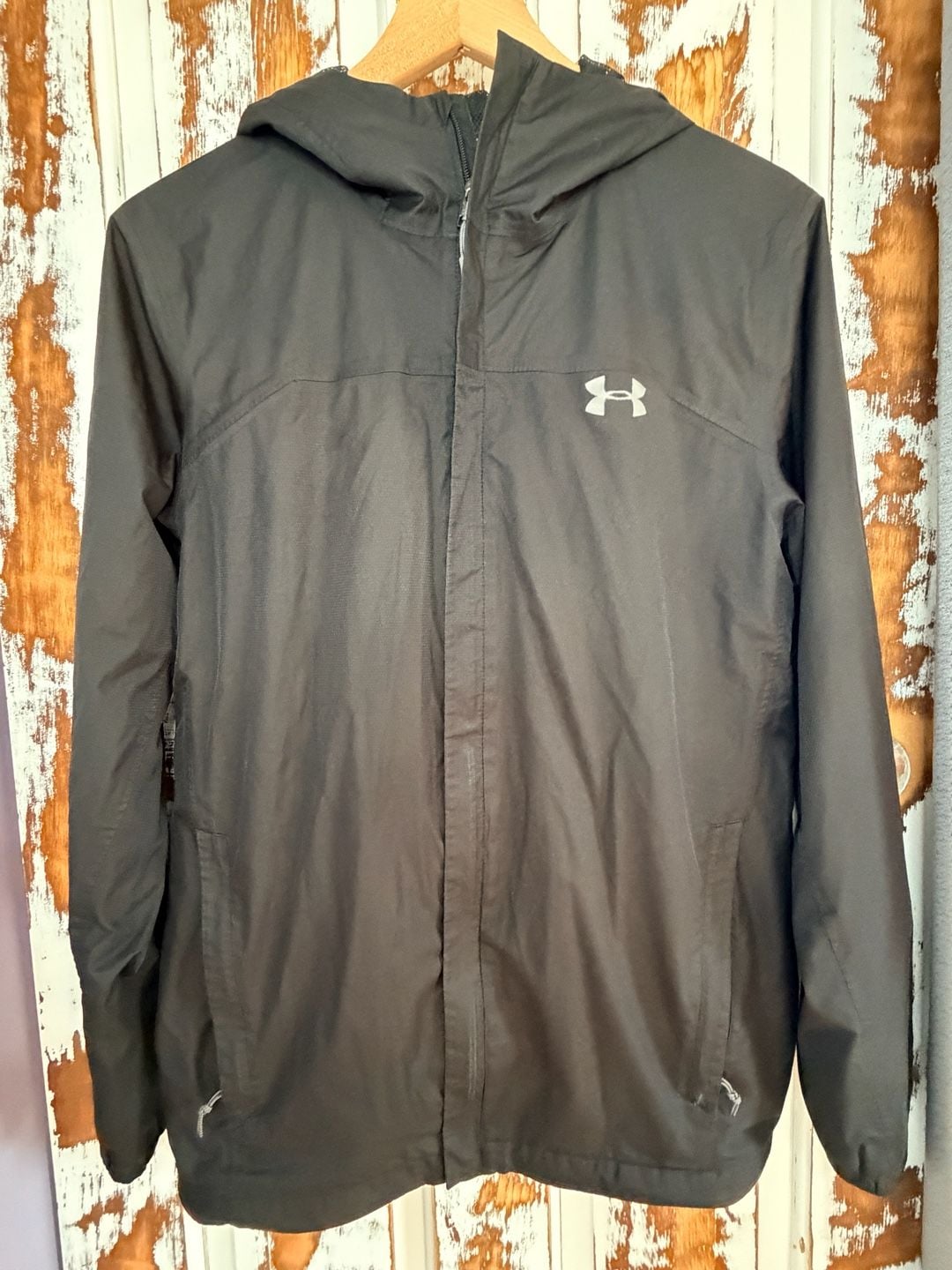 Under Armour Mens Storm Windbreaker Jacket Size S Black Hooded Water Resistant 2