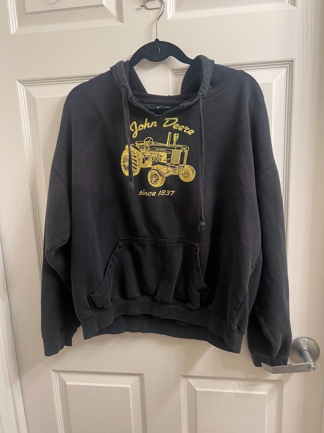 John Deere VINTAGE John Deere Sweatshirt Hoodie L Black Distressed 2