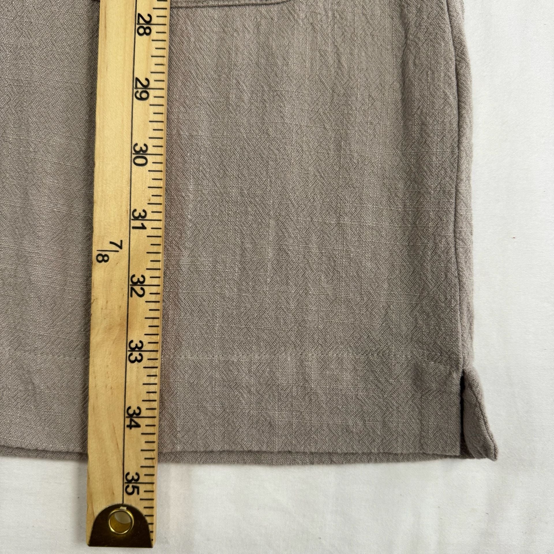 Splendid Linen Blend V Neck Shift Dress Taupe Pockets Short Sleeve Women's S 9