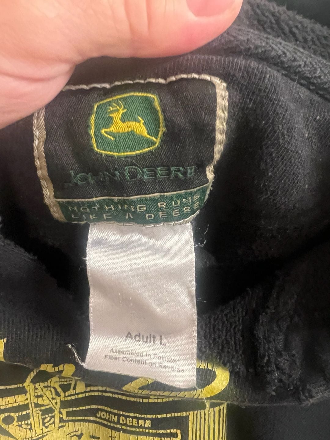 John Deere VINTAGE John Deere Sweatshirt Hoodie L Black Distressed 3