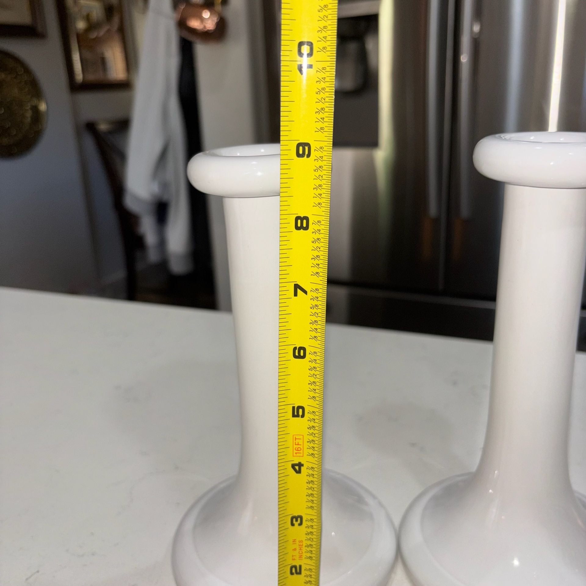 Alcobacã White Ceramic Portugal Candlestick Holders Taper Set 9” 7