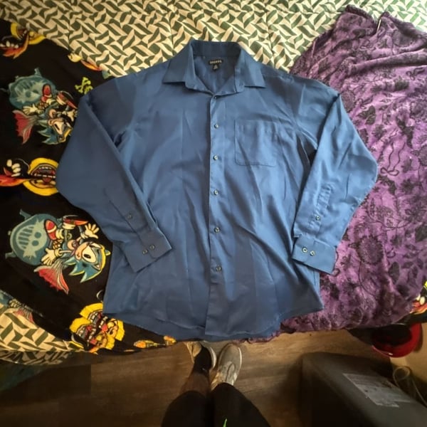 George Long Sleeve Dress Shirt Size 15-15.5 Blue