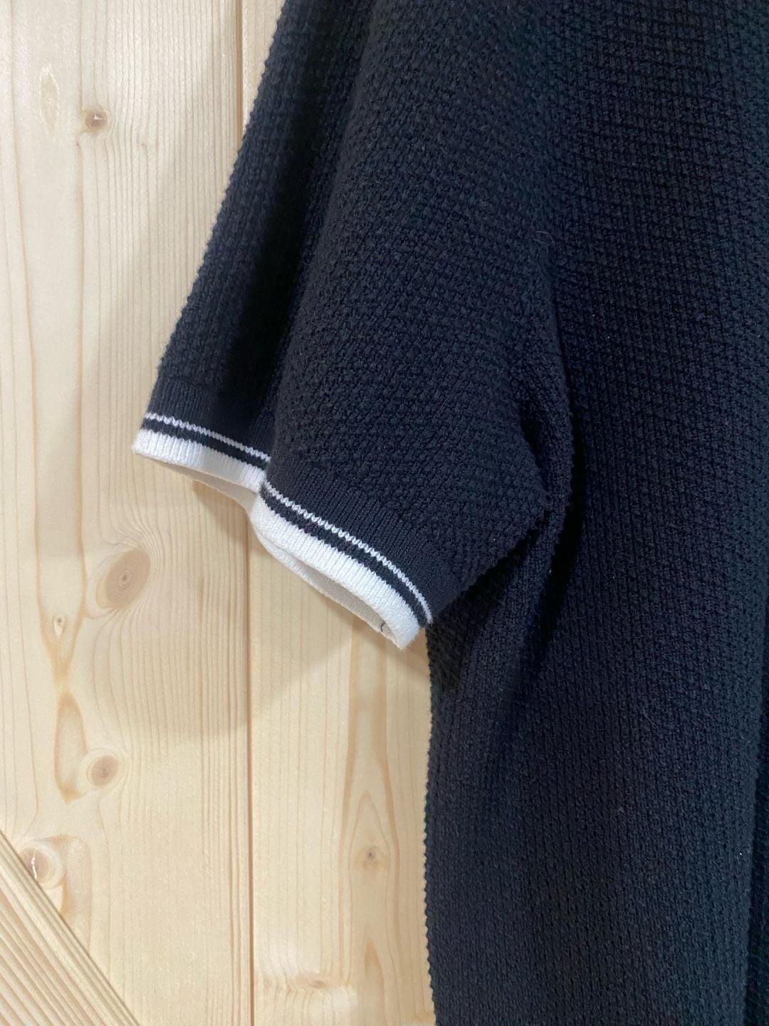 Original Penguin Honeycomb Sweater Polo Size L Black Johnny Collar 6