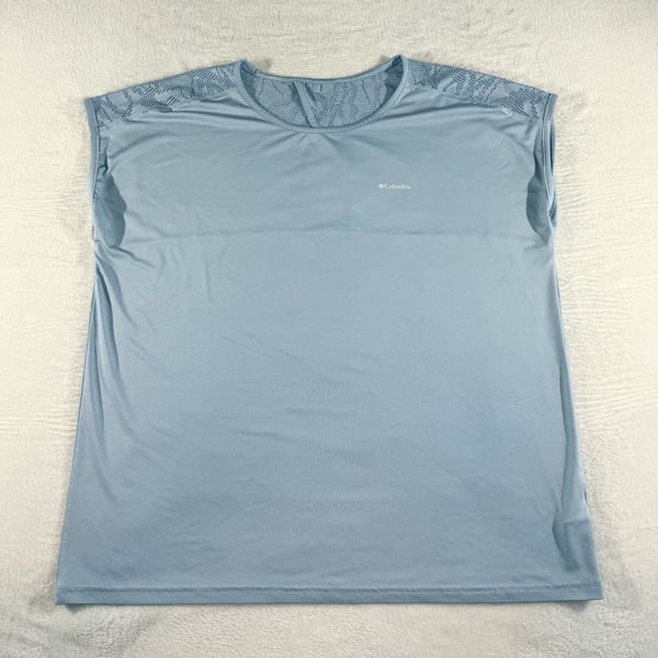 Columbia Women’s Activewear XXL Light Blue Mesh Back Keyhole Athletic Top