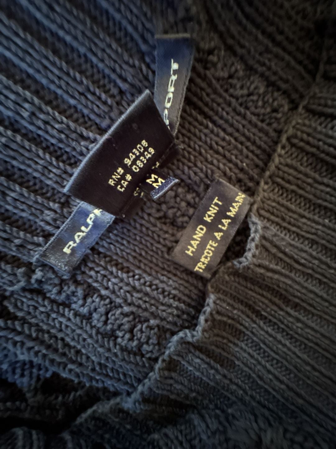 Ralph Lauren Sport Sweater Size M Blue Cable Knit Hand Knit 4