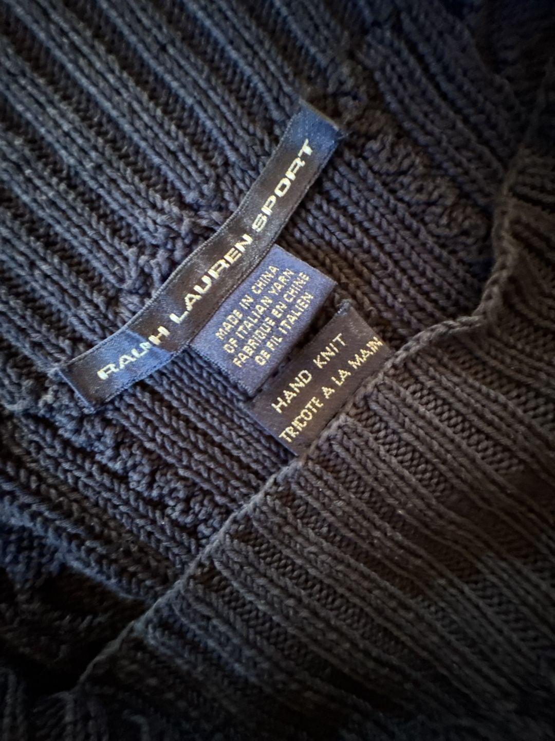 Ralph Lauren Sport Sweater Size M Blue Cable Knit Hand Knit 5