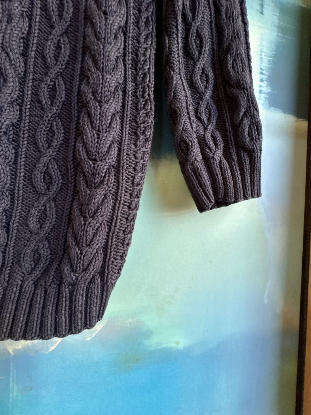 Ralph Lauren Sport Sweater Size M Blue Cable Knit Hand Knit 9