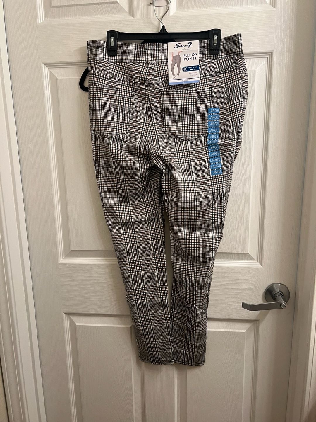 SEVEN7 PLAID Skinny HOUNDSTOOTH PULL ON LEGGINGS Large 3