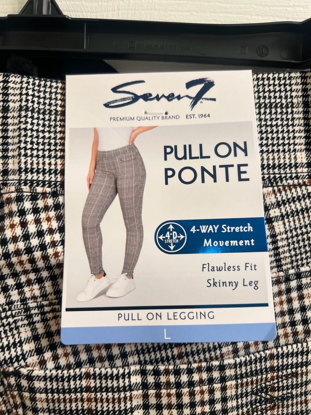 SEVEN7 PLAID Skinny HOUNDSTOOTH PULL ON LEGGINGS Large 4