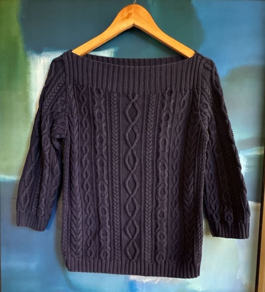 Ralph Lauren Sport Sweater Size M Blue Cable Knit Hand Knit 2