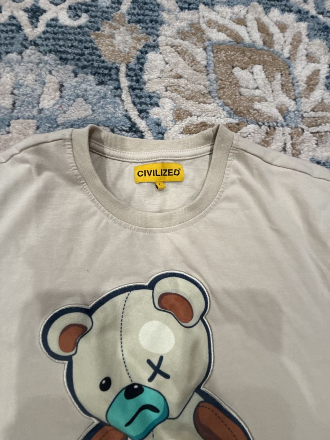 Civilized CVLZD Bear T-Shirt Size L Beige Graphic Tee 3