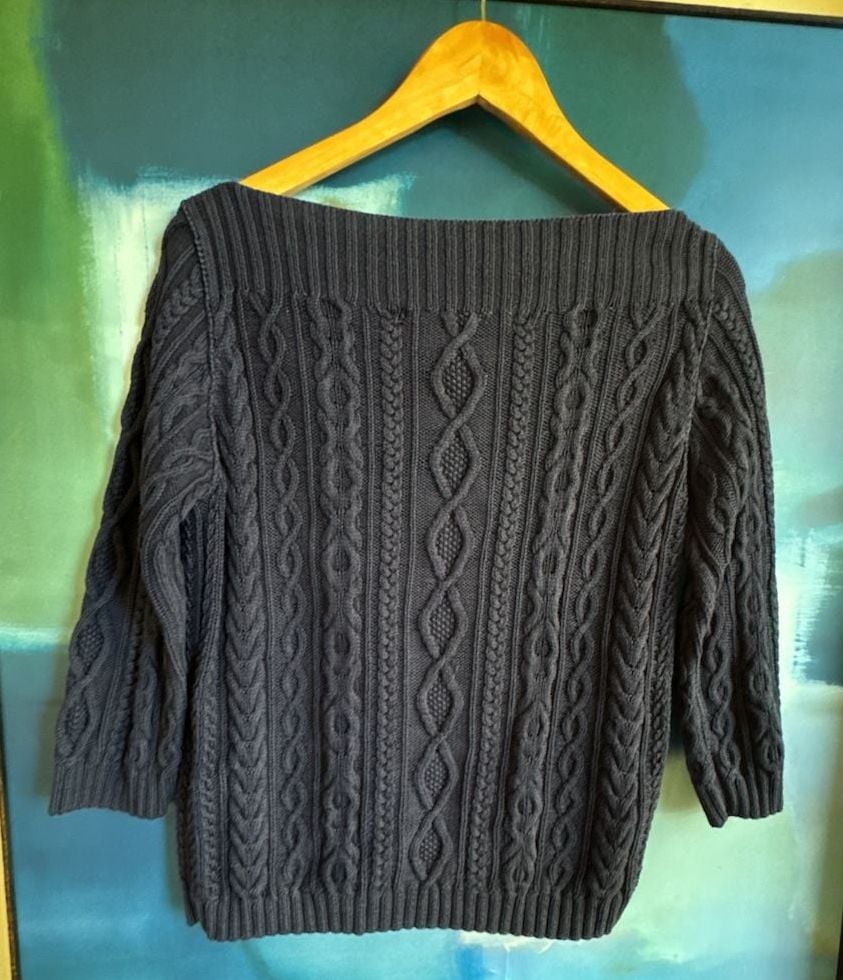Ralph Lauren Sport Sweater Size M Blue Cable Knit Hand Knit 8