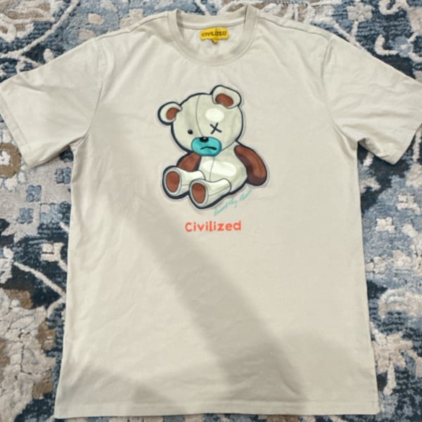 Civilized CVLZD Bear T-Shirt Size L Beige Graphic Tee