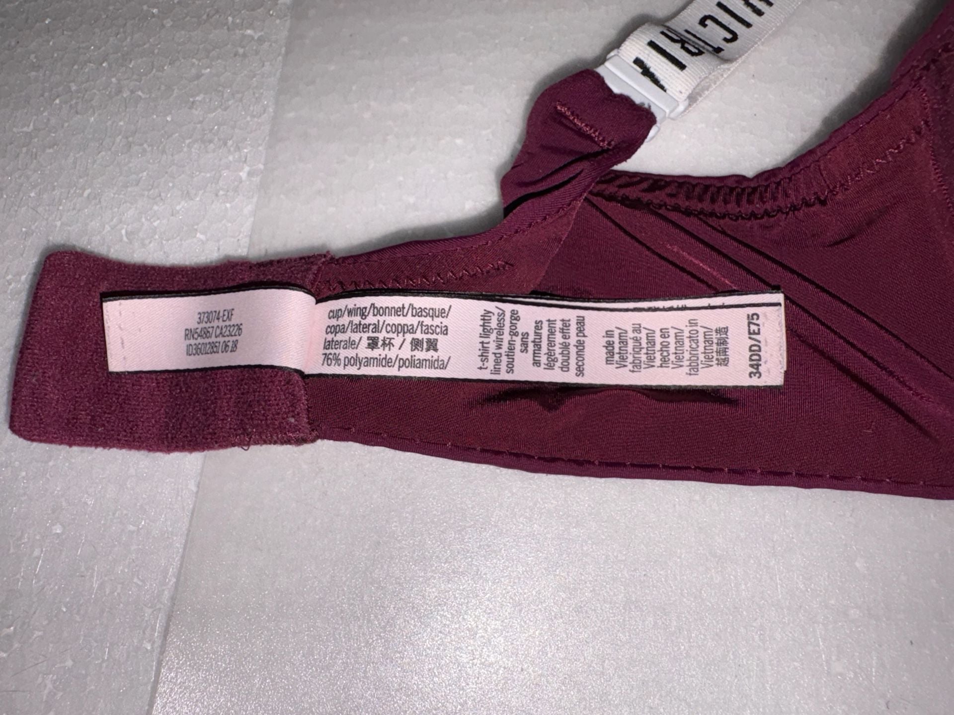 Victoria's Secret Lightly Lined Wireless Bra Size 34DD Burgundy 6