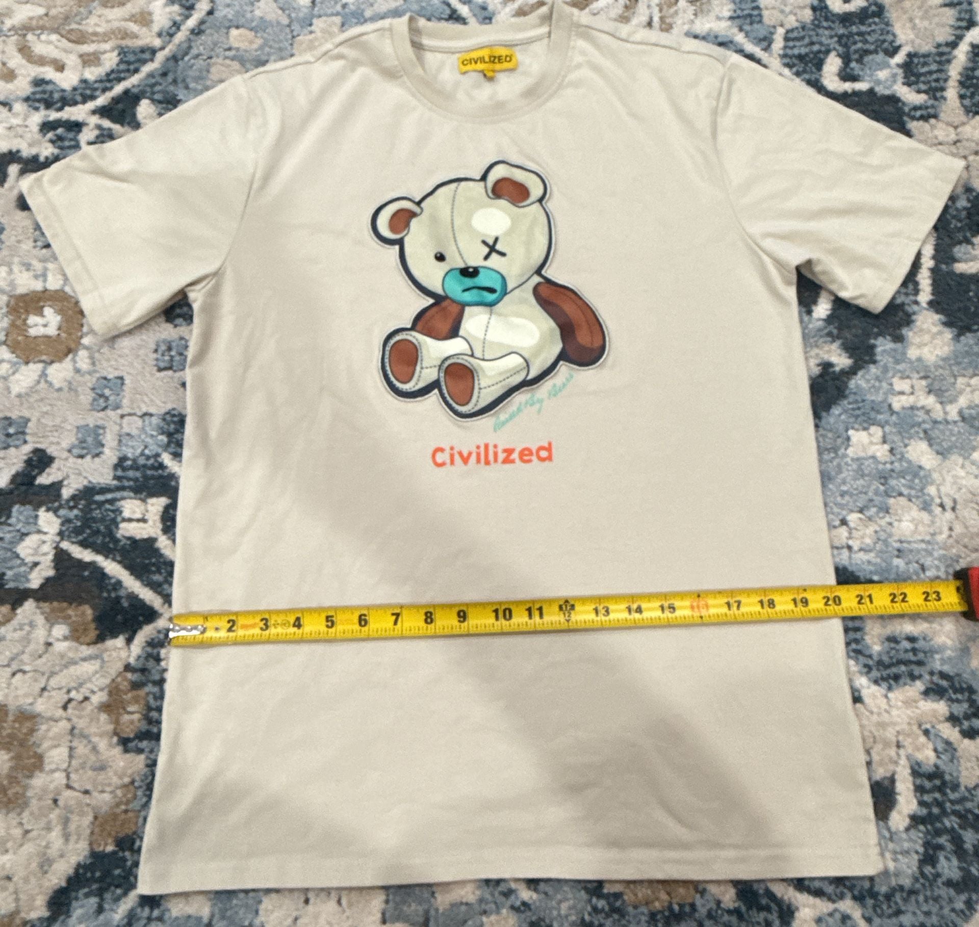 Civilized CVLZD Bear T-Shirt Size L Beige Graphic Tee 4