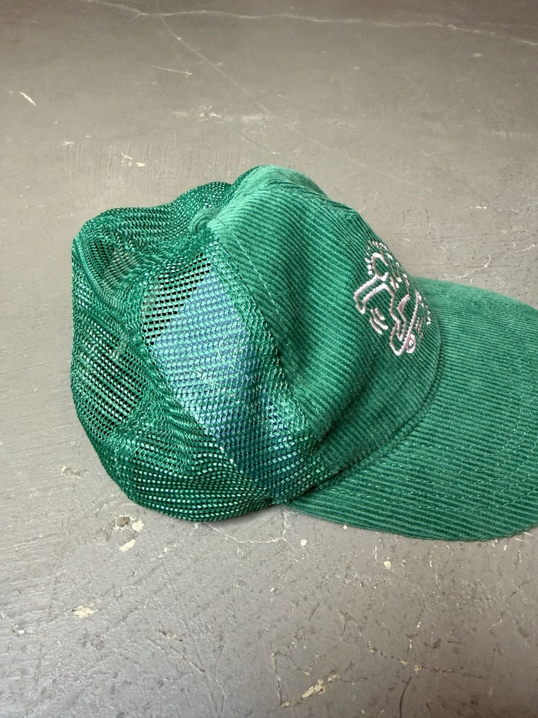 Keith Haring X Mad Engine Trucker Hat Green Corduroy Mesh Snapback Skater 4